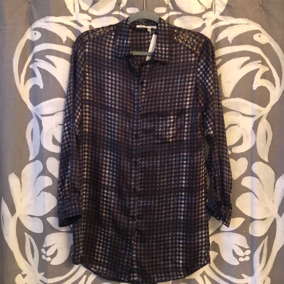 Collective Concepts Tops - Button down checkered tunic
